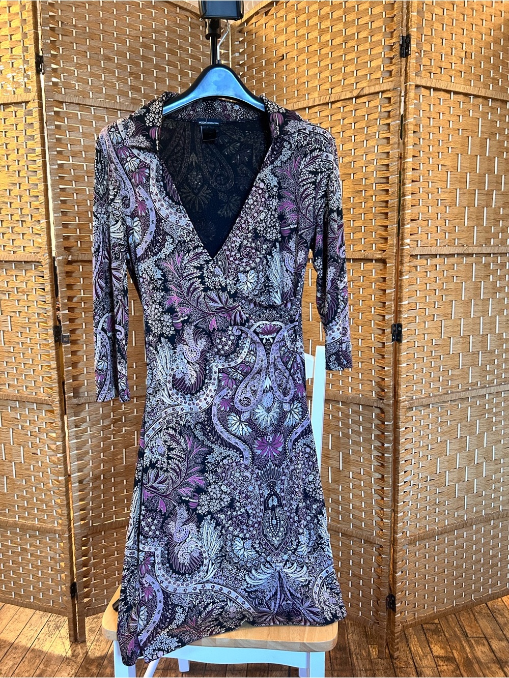 Women's Purple Paisley Wrap Dress